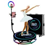 Photo Booth 360° con custodia per volo, telecomando 360°, videocamera con controllo tramite app per illuminazione, ideale per feste e matrimoni, rallentatore automatico, può contenere da 1 a 7 persone