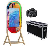 Photo Booth a specchio con touch screen da 32 pollici, macchina fotografica per selfie, con software RGB LED, luce ad anello e custodia per eventi, noleggio feste di nozze (cabina fotografica +