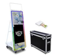 Photo Booth a specchio con touch screen da 43 pollici, macchina fotografica DSLR con luce RGB software e custodia da viaggio per eventi e feste a noleggio (cabina fotografica + stampante)
