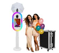 Photo Booth compatibile con iPad 10.2"-13" e fotocamere DSLR - Postazione Selfie portatile con flash e altezza regolabile, ideale per feste, matrimoni ed eventi (Bianco, Photo Booth)
