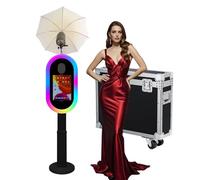 Photo Booth compatibile con iPad Photo Booth per 10,2"-13" con luce RGB e guscio torcia, supporto per selfie, macchina fotografica per eventi, noleggio matrimonio (nero, macchina per fototesse)