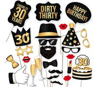Photo Booth Compleanno 30 Anni,34 Pezzi Puntelli per Cabine Fotografiche,Accessori Photo Booth per Festa Celebrazione,Foto Props Per Feste e Compleanni,Decorazioni Compleanno