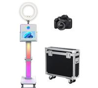 Photo Booth Machine 15,6 pollici con anello luminoso selfie portatile touch screen Photobooth, specchio Photo Booth con custodia da volo per eventi festa di nozze (Machine + fotocamera)