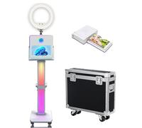 Photo Booth Machine 15,6 pollici con anello luminoso selfie portatile touch screen Photobooth, specchio Photo Booth con custodia da volo per eventi festa di nozze (Machine + mini stampante)