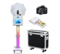 Photo Booth Machine 15,6 pollici con ombrello morbido luce selfie portatile touch screen Photobooth, specchio Photo Booth con custodia da volo per eventi festa di nozze (Machine+macchina fotografica+