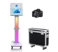 Photo Booth Machine 15,6" Selfie Portatile Touch Screen Photobooth con luce RGB, Specchio Photo Booth con custodia da volo per eventi festa di nozze (Machine + Camera)