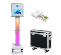 Photo Booth Machine 15,6" Selfie Portatile Touch Screen Photobooth con luce RGB, Specchio Photo Booth con custodia da volo per eventi festa di nozze (Machine + Mini stampante)