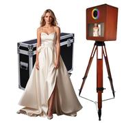 Photo Booth Machine, cabina fotografica portatile con touch screen, macchina per foto con anello luminoso RGB, ideale per matrimoni, feste ed eventi a noleggio (legno B, macchina per fototesse)