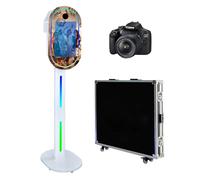 Photo Booth Machine con touch screen specchio Photo Booth con custodia da volo per feste eventi di nozze (bianco C, macchina+fotocamera)