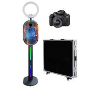 Photo Booth Machine con touch screen specchio Photo Booth con custodia da volo per feste eventi di nozze (nero B, macchina+fotocamera)