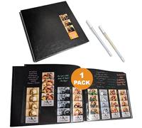 Photo Booth Nook - Album per album di ritagli, con copertina in pelle, 40 pagine nere, 5,1 x 15,2 cm, ideale per matrimoni, lauree, foto anniversario