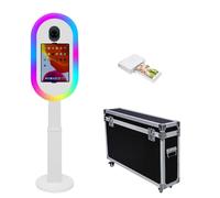Photo Booth per iPad 10,2" 11" 11" 12,9" e per fotocamera, telecomando, custodia da volo, supporto portatile 2 in 1 per selfie Photobooth per eventi di noleggio feste (bianco, macchina+stampante)