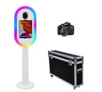 Photo Booth per iPad 10,2" 11" 11" 12,9" e per fotocamera, telecomando, custodia da volo, supporto portatile 2 in 1 per selfie Photobooth per eventi di noleggio feste (bianco, macchina+fotocamera)