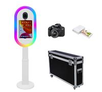 Photo Booth per iPad 10,2" 11" 11" 12,9" e per fotocamera, telecomando, custodia da volo, supporto portatile 2 in 1 per selfie Photobooth per eventi di noleggio feste (bianco, set completo)