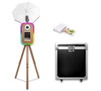 Photo Booth per iPad 10.2"-33cm per fotocamera con ombrello torcia | Luce RGB, regolabile in altezza, controllo APP remoto, custodia per volo, macchina fotografica portatile per eventi (cabina