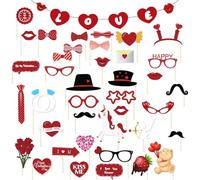 Photo Booth per Matrimonio - Foto booth props photo booth accessori decorazioni, Set completo con 47 accessori divertenti, ideale per creare ricordi indimenticabili nel tuo giorno speciale
