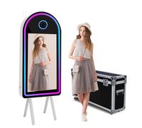 Photo Booth portatile a specchio magico con fotocamera touch screen da 32 pollici con luce RGB e custodia per selfie macchina fotografica per eventi (macchina per cabina fotografica)
