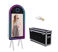 Photo Booth portatile a specchio magico con fotocamera touch screen da 32 pollici con luce RGB e custodia da volo, macchina fotografica per selfie per eventi (macchina fotografica e stampante)
