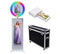 Photo Booth portatile compatibile con iPad 10,2", 10,9", 11", 12,9", 13", supporto per schermo LCD, macchina per selfie, in metallo, regolabile, per foto e mini stampante, colore bianco
