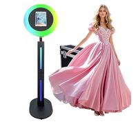 Photo Booth portatile compatibile con iPad, con anello luminoso RGB e controllo tramite app per live streaming/trucco/video YouTube/TikTok e qualsiasi evento (nero A, macchina per cabina fotografica)