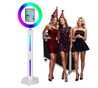 Photo Booth portatile compatibile con iPad, con anello luminoso RGB e controllo tramite app per live streaming/trucco/video YouTube/TikTok e qualsiasi evento (bianco A, macchina per cabina