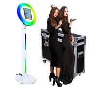 Photo Booth portatile compatibile con iPad Photo Booth Shell Stand Software APP Control Ring Light, Music Sync, Flight Case (bianco, Photo Booth)