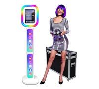 Photo Booth portatile per iPad 10,2"-13", supporto per cabina fotografica con luce RGB, custodia per volo, telecomando, logo personalizzato, supporto per selfie per eventi in affitto (cabina bianca)