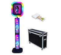 Photo Booth portatile per iPad 10,2"-13", supporto per cabina fotografica con luce RGB, custodia per volo, telecomando, logo personalizzato, supporto per selfie e eventi a noleggio (cabina nera +