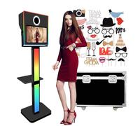 Photo Booth portatile per selfie da 15,6", con touch screen, DSLR, con custodia da e luce RGB, per feste di nozze (nero, cabina fotografica)