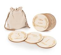 Photo card in legno per traguardi mensili, dischi mensili in legno per neonati, targhette per traguardi mensili 12 mesi, Hello World, regalo perfetto per futuri genitori, 14 pezzi, Molte Lingue