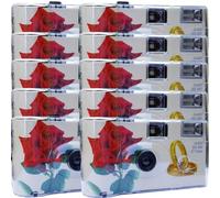 PHOTO PORST 10x 1A Fotocamera usa e getta per Feste e Matrimoni Edizione Red Rose + Anelli 27 Scatti Ciascuno (Confezione da 10)