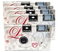 PHOTO PORST Set di 5 fotocamere usa e getta 1A Edition Amour & Love & Cuori, con flash, batterie e pellicola (confezione da 5, 27 prese ciascuna, 35 mm, colore)