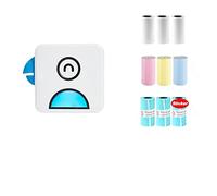 Photo Printer Pocket Thermal Label Printer Portable Bluetooth Wireless Receipt Label Sticker Printer Paper (Color: Blue Add 9 Rolls)