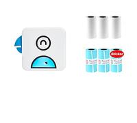Photo Printer Pocket Thermal Label Printer Portable Bluetooth Wireless Receipt Label Sticker Printer Paper (Color: Blue Add 6 Rolls)