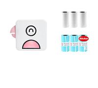 Photo Printer Pocket Thermal Label Printer Portable Bluetooth Wireless Receipt Label Sticker Printer Paper (Color: Pink Add 6 Rolls)