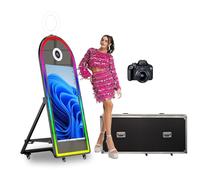 PhotoBooth Specchio ad arco portatile da 165 cm, con stampa, touch screen da 43 pollici, stampa istantanea con specchio fotografico (Nero, 43''Arch Mirror Photo Booth+Camera)