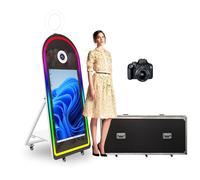 PhotoBooth Specchio ad arco portatile da 165 cm, con stampa, touch screen da 43 pollici, stampa istantanea con specchio fotografico (Bianco, 43''Arch Mirror Photo Booth+Camera)