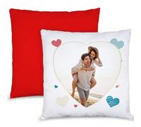 PHOTOCITY Cuscino personalizzato con foto a forma di cuore, Cuscino Personalizzabile Idea Regalo san valentino, cuscino rosso personalizzato, Simpatica ed Originale 40X40cm (Rosso)