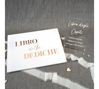 PHOTOCITY Libro degli Ospiti con Targa in plexiglass, Libro degli Ospiti con Pagine Bianche, Libro delle dediche 30x20 cm 50 Fogli Bianchi (Libro delle dediche Bronzo, Italiano)