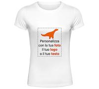 PHOTOCITY T-Shirt Donna Personalizzata Maglietta Donna con Stampa Personalizzata 100% Cotone a Maniche Corte da Personalizzare con Frasi e Scritta Idea Regalo per lei (L, Bianca)