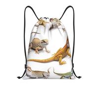 Photograph of Various Lizards, White Background Borsa Palestra Zaino con Cordone Moda Pieghevole Borsa con Coulisse per Uomo Vacanze All'Aperto 36X42Cm