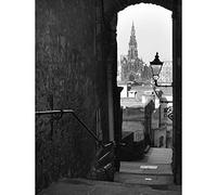 Photography Cityscape Edinburgh Royal Mile Lane Black White Art Print Poster Wall Decor 12X16 Inch fotografia Paesaggio urbano Edimburgo Reale Manifesto Parete
