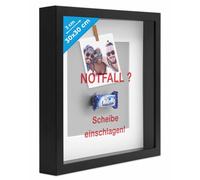 PHOTOLINI 3D cornice 30x30 cm nero, profonda con vetro e passe-partout, cornice per oggetti fino a 3 cm di profondità, legno MDF - perfetta per il fai da te e come regalo