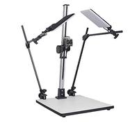 PHOTOLUX CS 720 LED Pro Copy Macro Stand Copy Light Set con bracci regolabili, sgancio rapido, colonna 72 cm, base 40x48 cm, 2 luci LED da 18 W per foto, foto del prodotto, animazione Rostrum