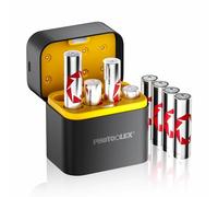 PHOTOOLEX 8PCS 1,5V AA Lithium Batterie Ricaricabili con Caricabatterie, 3600mWh ad alta capacità 1.5V tensione costante e 3A scarica Batterie AA con scatola di Ricarica & stoccaggio, 1600+ Cicli