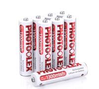 PHOTOOLEX AAA Batterie Ricaricabili da 1300mWh, 1,5V Pile Ricaricabili aaa al litio con Comodo Astuccio, batterie triple A al Li-ion durevoli con oltre 1600 cicli, Confezione da 8 pezzi