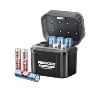 PHOTOOLEX Batterie Ricaricabili 4 AA e 4 AAA al Litio con Caricabatterie Ibrido, 1.5V Batterie Ricaricabili Triple A & Double A, Batteria Li-ion con Custodia per Caricabatterie Ibrido Ni-MH/Litio