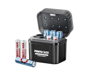 PHOTOOLEX Batterie Ricaricabili 4 AA e 4 AAA al Litio con Caricabatterie Ibrido, 1.5V Batterie Ricaricabili Triple A & Double A, Batteria Li-ion con Custodia per Caricabatterie Ibrido Ni-MH/Litio