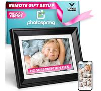PhotoSpring 10 in 16 GB WiFi Digital Picture Frame, Touch screen, Invio Photos/Video by Email, App, Web, White/Removable Black Frame