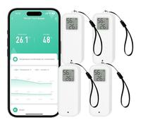 PHOVOLT Sensore Igrometro WiFi con display digitale, monitor intelligente wireless di temperatura e umidità con allarme di notifica tramite app remota per casa, serra, confezione da 4